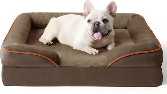 Dog Bed - Washable Small Medium Dog Cat Bed Waterproof, Comfort Cats Couch Sofa with Washable Removable Cover, Pets Bed with Nonskid Bottom, Brown