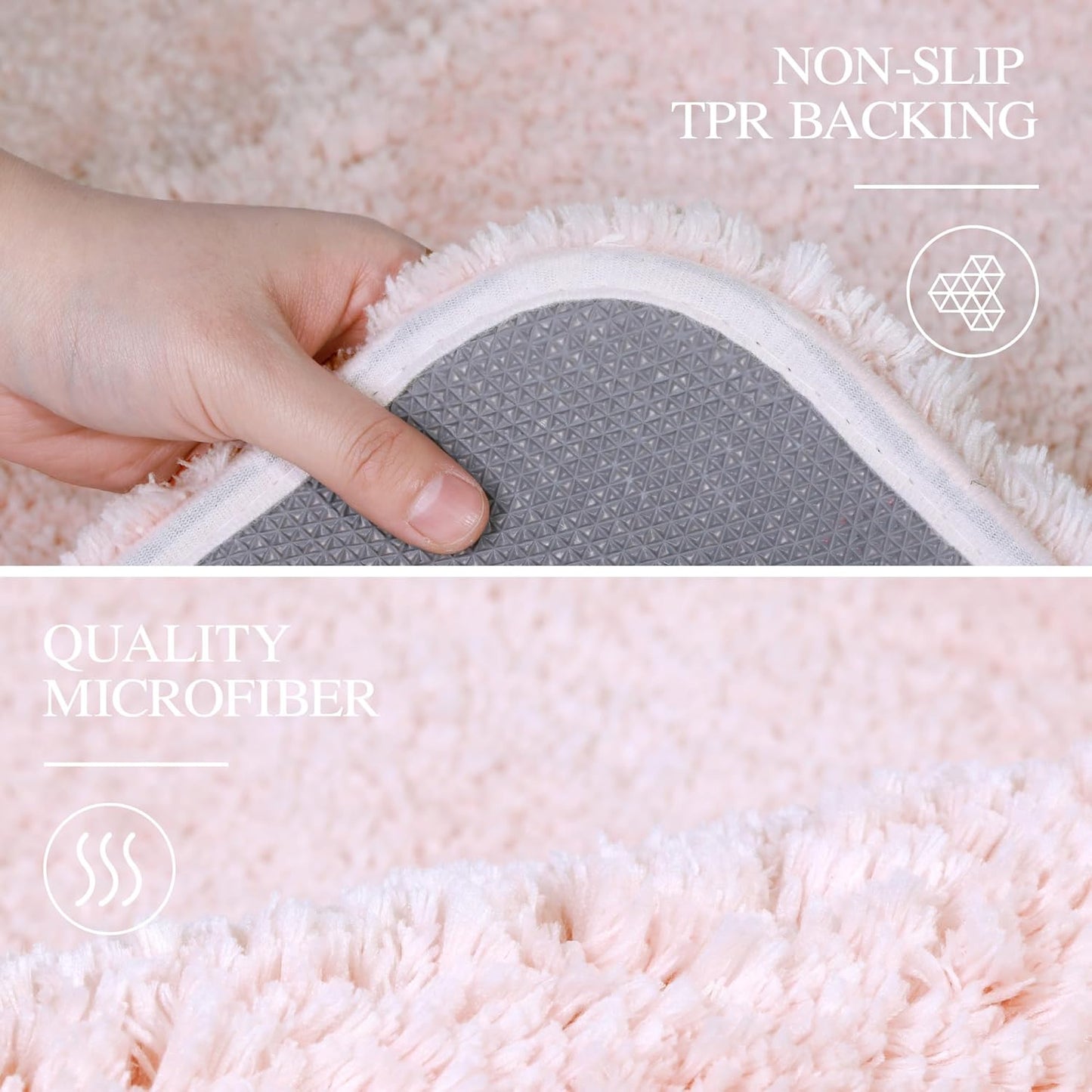 Bath Rug for Bathroom Non Slip Bathroom Mat Water Absorbent Soft Microfiber Shaggy Bathroom Rug Machine Washable Bath Mat,Pink