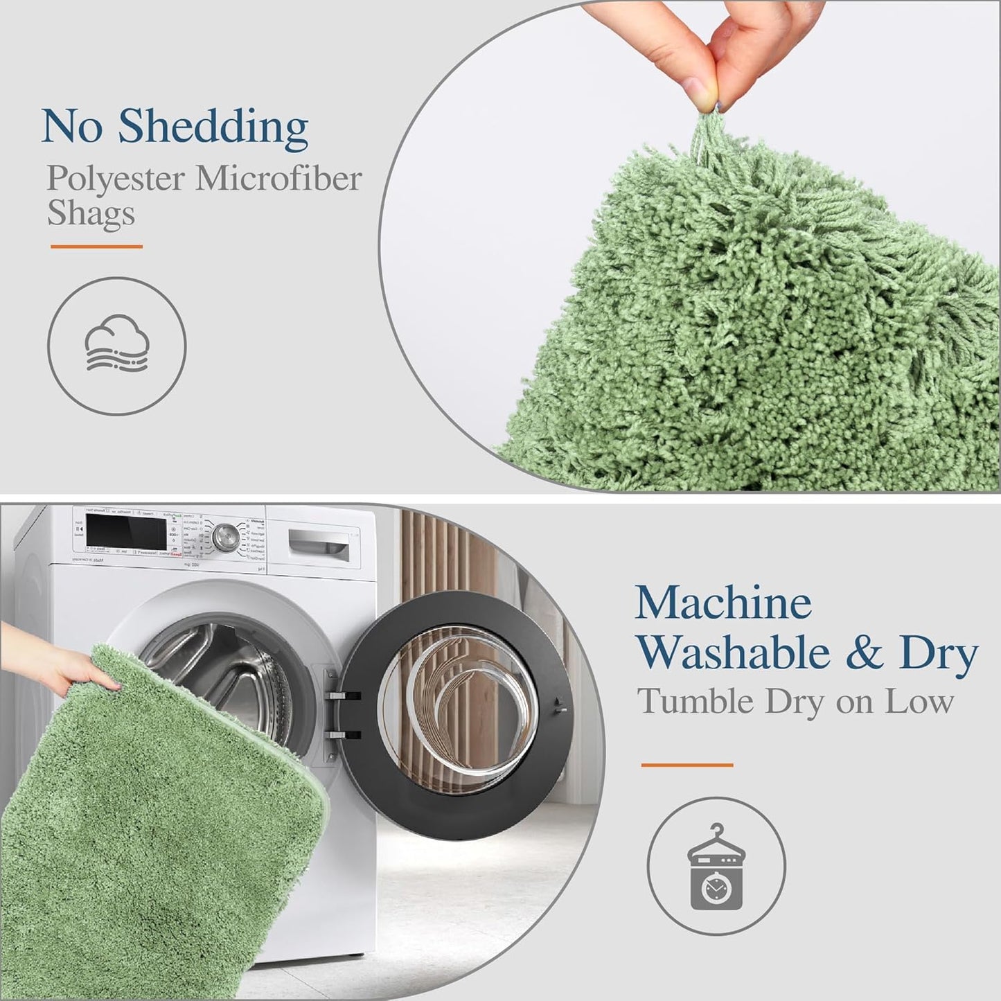Bath Rug for Bathroom Non Slip Bathroom Mat Water Absorbent Soft Microfiber Shaggy Bathroom Rug Machine Washable Bath Mat,Green