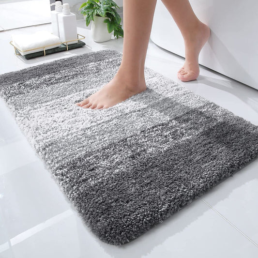 Luxury Bathroom Rug Mat, Extra Soft and Absorbent Microfiber Bath Rugs, Non-Slip Plush Shaggy Bath Carpet, Grey