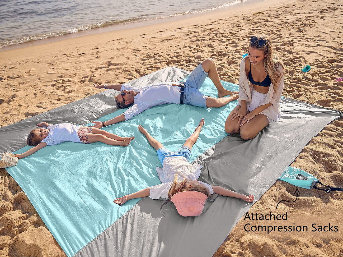 Extra Large Beach Blanket Waterproof Sandproof with 4 Stakes, Easy to Clean, Lightweight ,Fast (Copy)