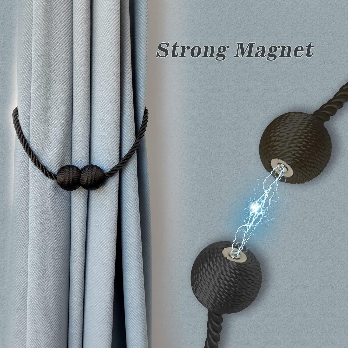Curtain Tiebacks Buckles Holdbacks Holders Hooks Clip for Home Outdoor Bedroom Office Decorative Curtain(Dark Brown)
