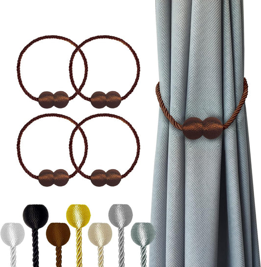Curtain Tiebacks Buckles Holdbacks Holders Hooks Clip for Home Outdoor Bedroom Office Decorative Curtain(Dark Brown)