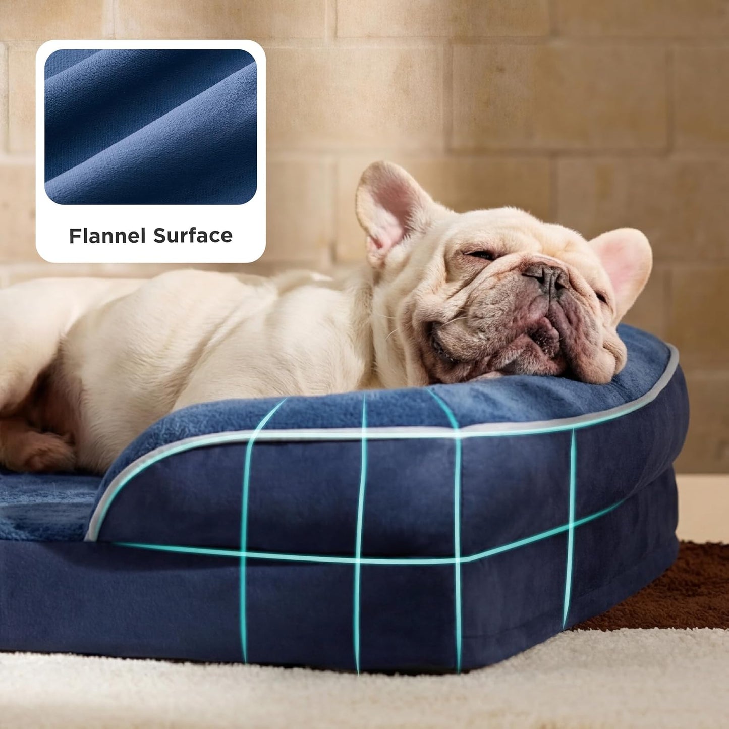 Dog Bed - Washable Small Medium Dog Cat Bed Waterproof, Comfort Cats Couch Sofa with Washable Removable Cover, Pets Bed with Nonskid Bottom, Navy