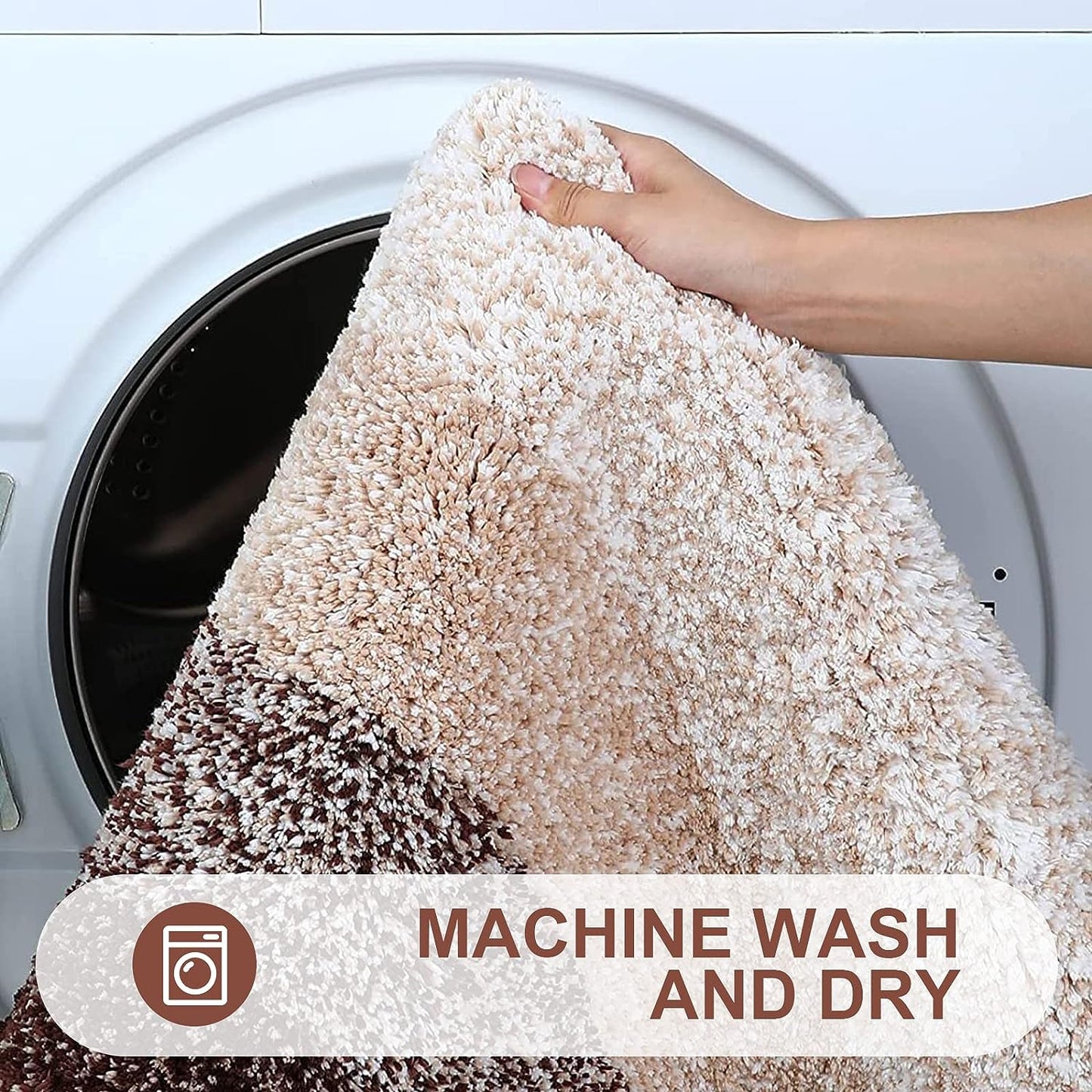 Luxury Bathroom Rug Mat, Extra Soft and Absorbent Microfiber Bath Rugs, Non-Slip Plush Shaggy Bath Carpet,Brown