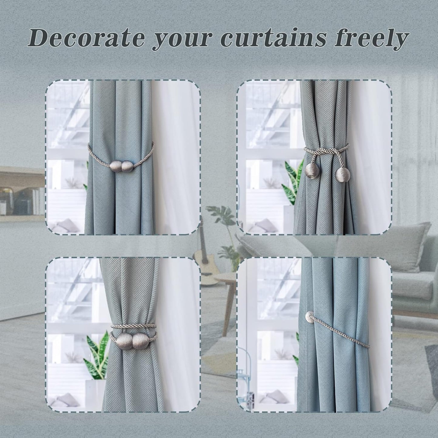Curtain Tiebacks Buckles Holdbacks Holders Hooks Clip for Home Outdoor Bedroom Office Decorative Curtain(Dark Brown)