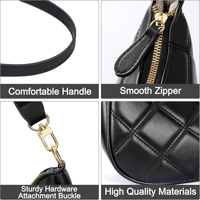 Shoulder Bag for Women Cute Hobo Purses and Handbags Retro Clutch Underarm Purse | Cute, Black