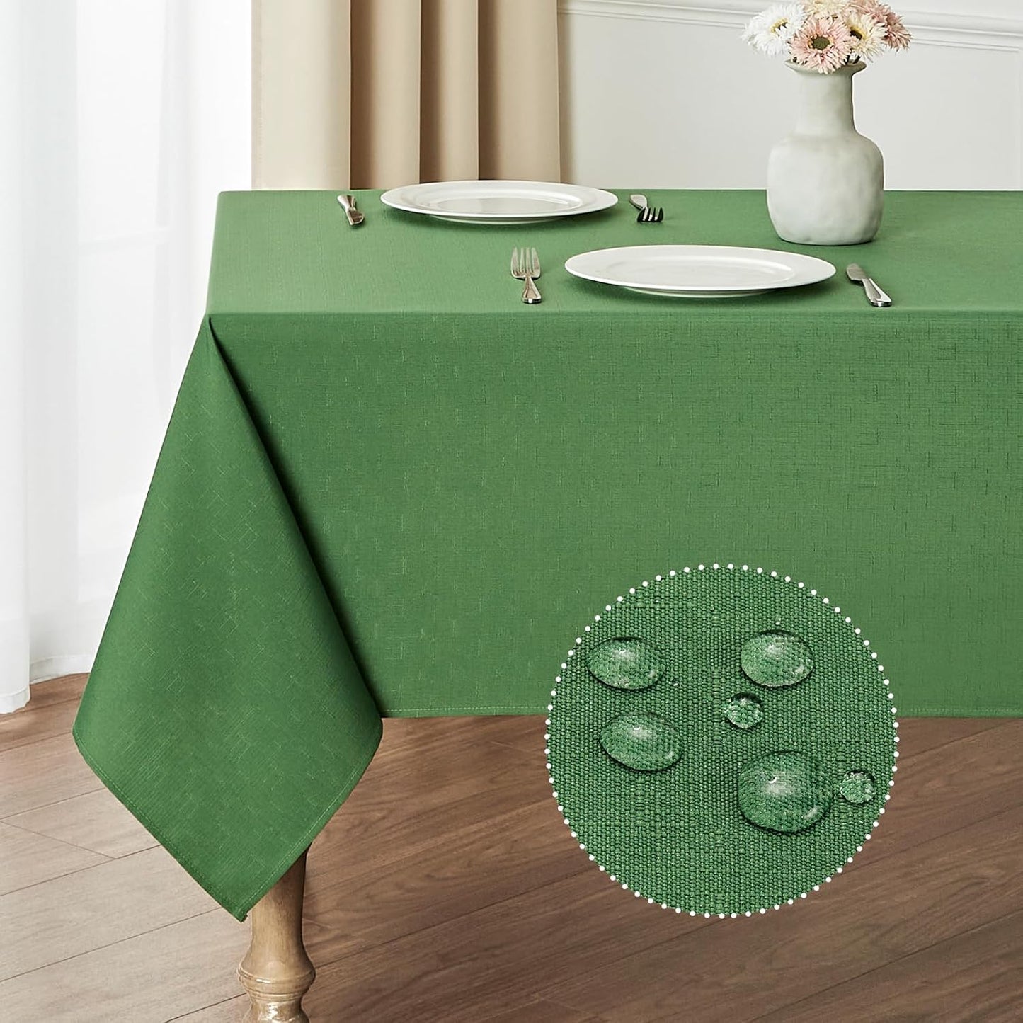 Tablecloths, Waterproof Table Cloth, Linens Wrinkle Free Anti-Fading, Rustic Table Cover Decoration for Kitchen Dinning Christmas,Lemon Green