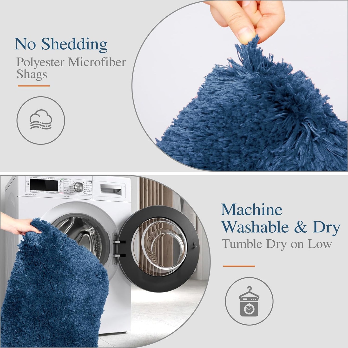 Bath Rug for Bathroom Non Slip Bathroom Mat Water Absorbent Soft Microfiber Shaggy Bathroom Rug Machine Washable Bath Mat,Navy