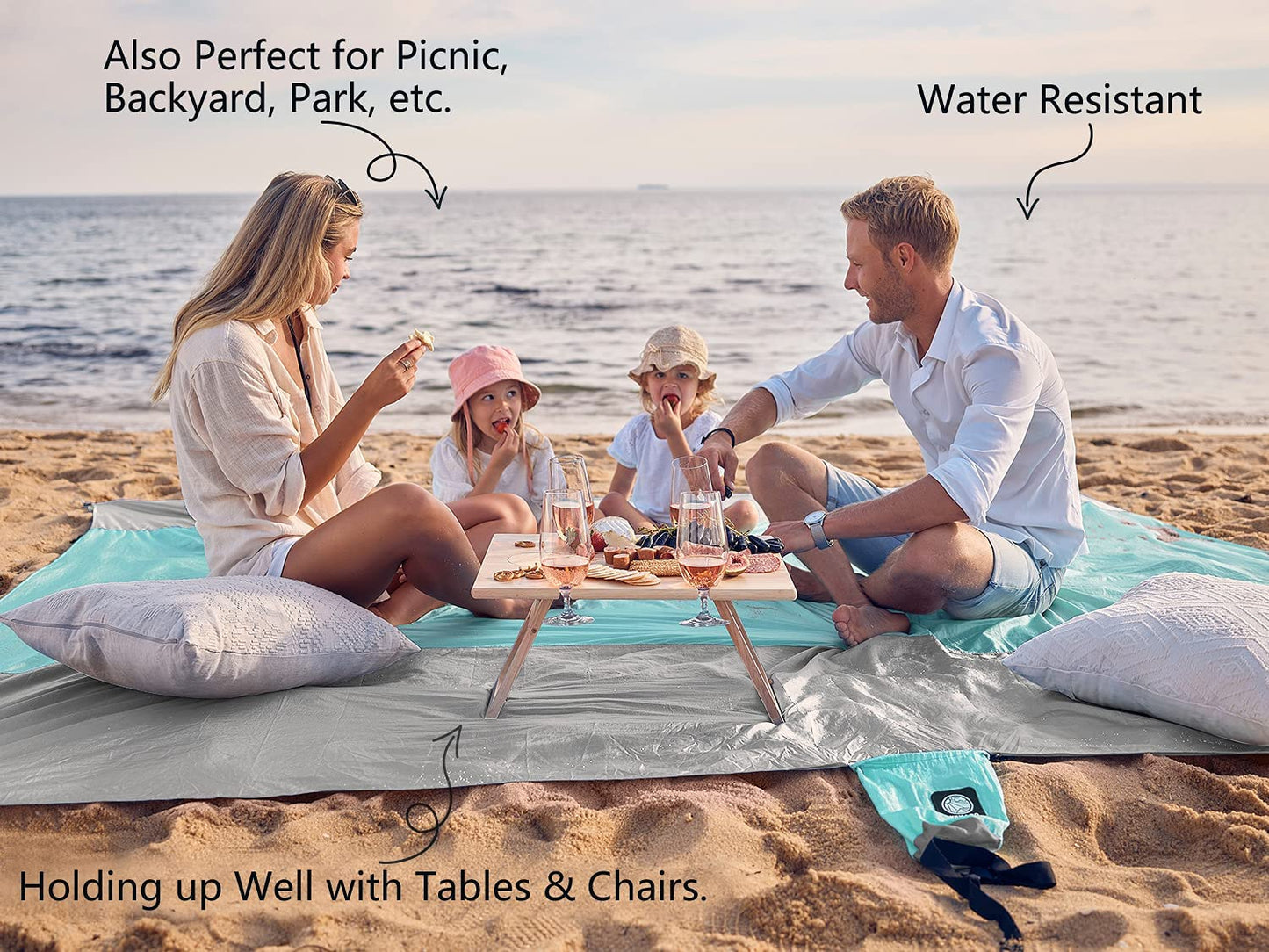 Extra Large Beach Blanket Waterproof Sandproof with 4 Stakes, Easy to Clean, Lightweight ,Fast (Copy)