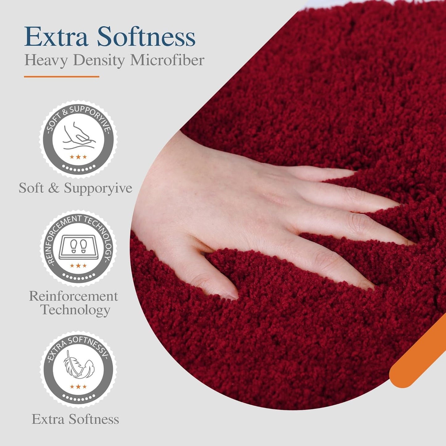 Bath Rug for Bathroom Non Slip Bathroom Mat Water Absorbent Soft Microfiber Shaggy Bathroom Rug Machine Washable Bath Mat,Red