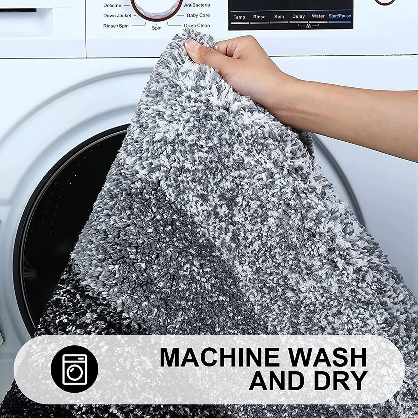 Luxury Bathroom Rug Mat, Extra Soft and Absorbent Microfiber Bath Rugs, Non-Slip Plush Shaggy Bath Carpet,Black