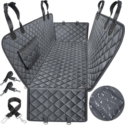 Back Seat Extender for Dogs, Waterproof Dog Car Seat Cover, Sturdy Pets Backseat Protector Full surround and Storage Pocket for Car SUV Truck,Black