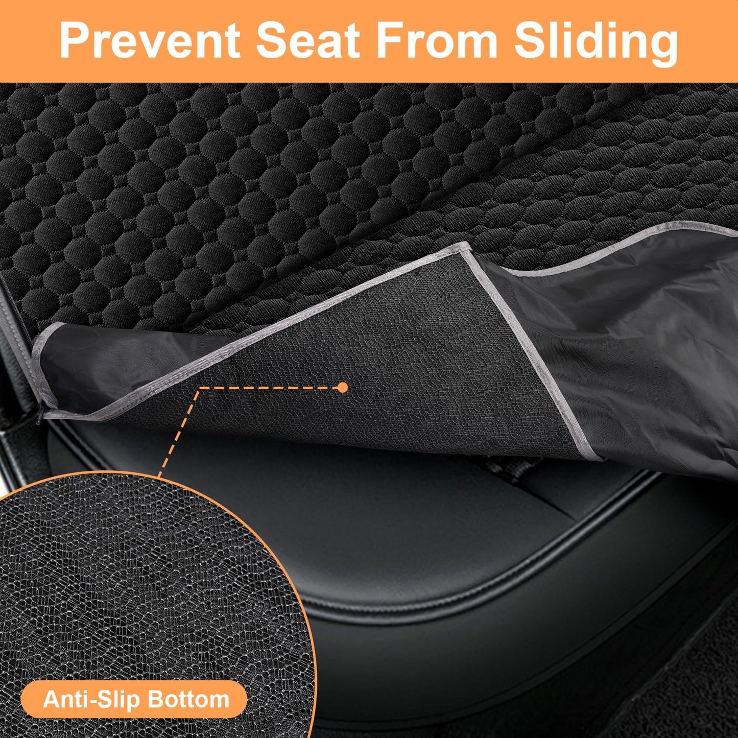 Back Seat Extender for Dogs, Waterproof Dog Car Seat Cover, Sturdy Pets Backseat Protector Full surround and Storage Pocket for Car SUV Truck,Black