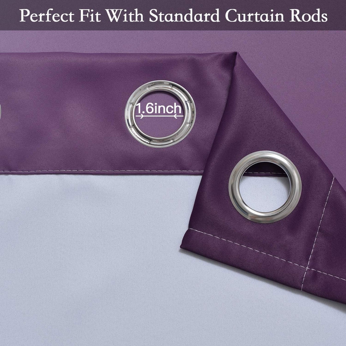 Ombre Room Darkening Curtains for Bedroom,  Light Blocking Thermal Insulated Grommet Window Curtain/Drapes for Living Room,2 Panels,Purple&White