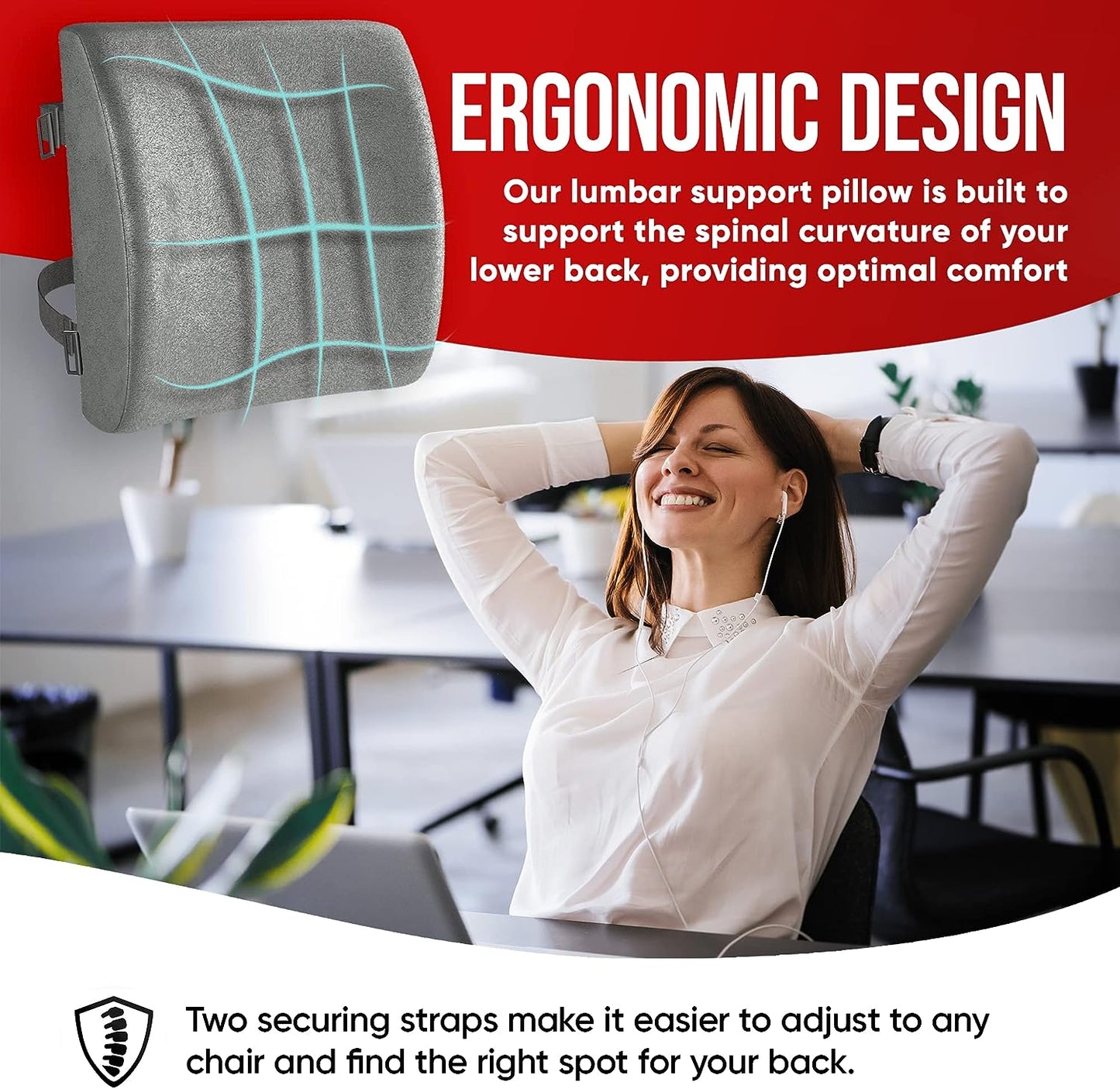 Seat Cushion for Office Chair, Lumbar Support Pillow for Chair, Car Seat Cushion,Washable Coat,Back Support Memory Foam Pillow ,Grey Velour