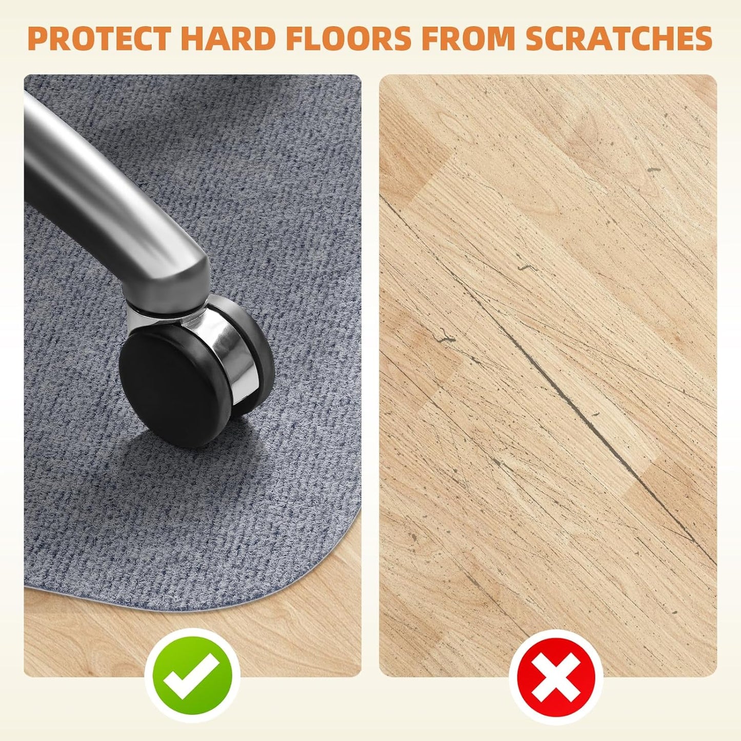 Office Chair Mat for Hardwood and Tile Floor, Computer Desk Chair Mats, Anti-Slip Mat for Rolling Chair, Large Floor Protector for Home Office, Light Grey