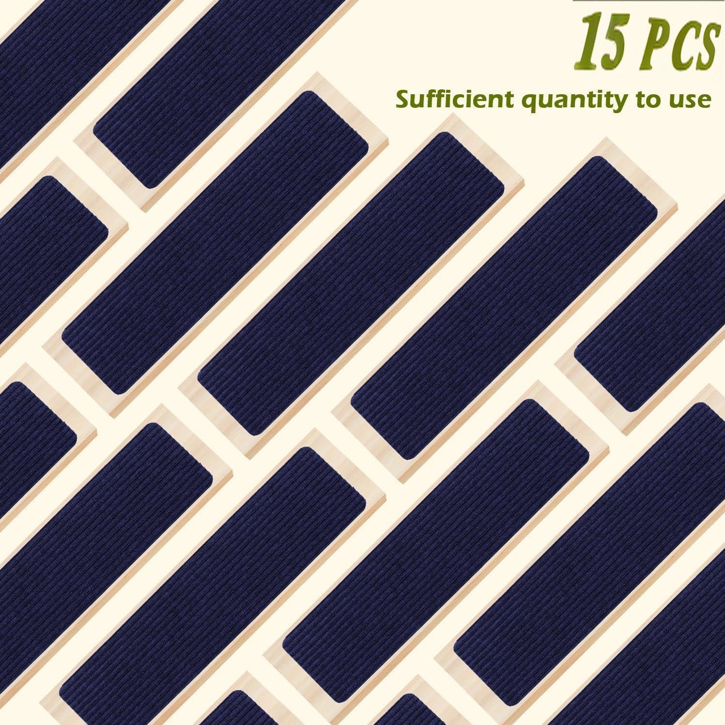 Stair Treads Carpet Non-Slip Indoor Stair Runners for Wooden Steps, Stair Rugs for Kids and Dogs, Set of 15, 8" X 30", Navy