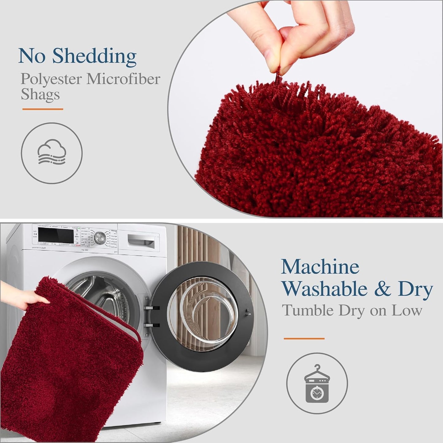 Bath Rug for Bathroom Non Slip Bathroom Mat Water Absorbent Soft Microfiber Shaggy Bathroom Rug Machine Washable Bath Mat,Red