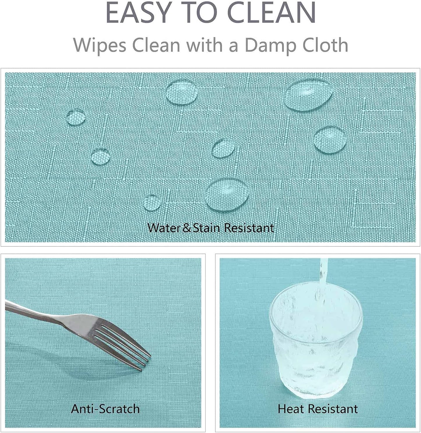 Tablecloths, Waterproof Table Cloth, Linens Wrinkle Free Anti-Fading, Rustic Table Cover Decoration for Kitchen Dinning Christmas,Lake Blue