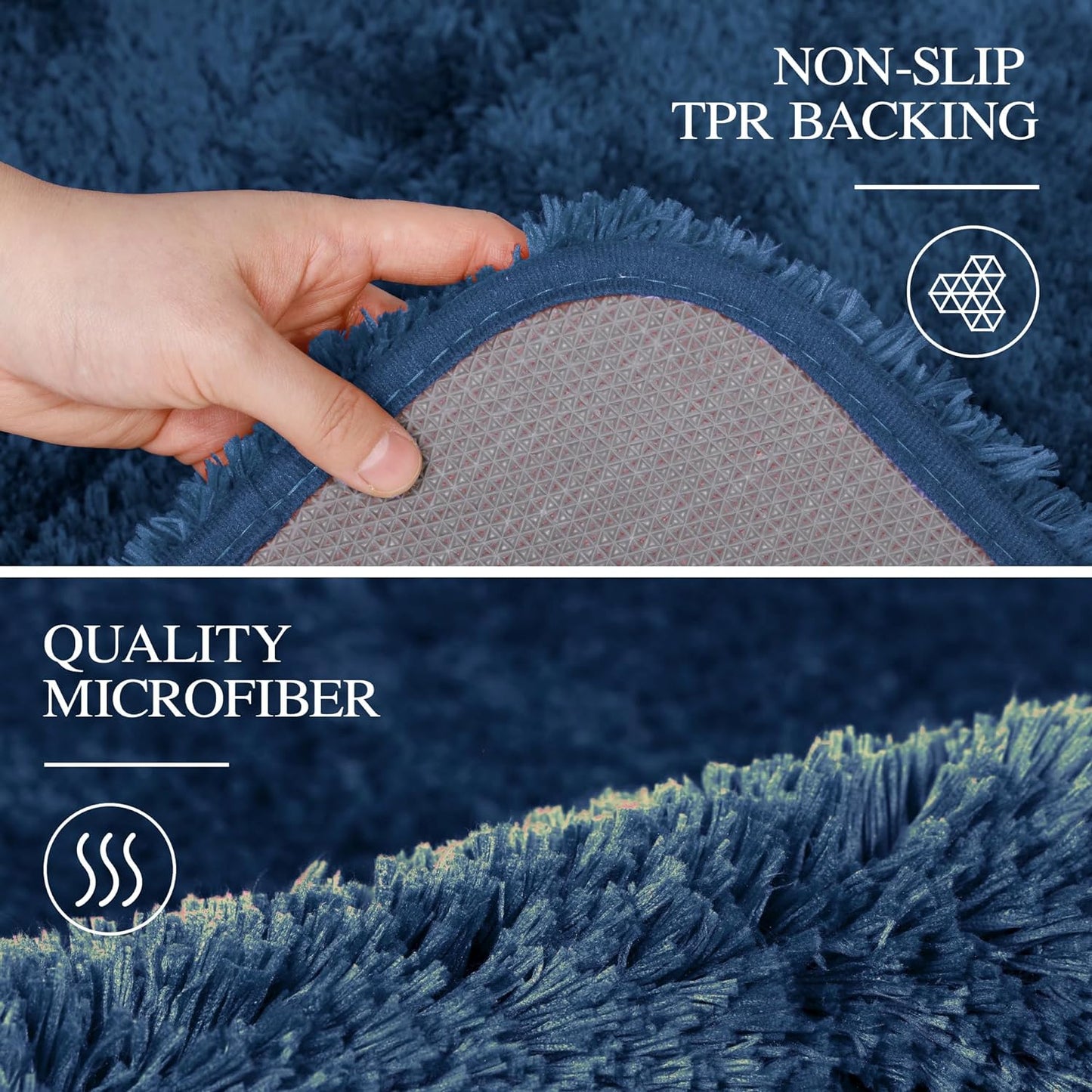 Bath Rug for Bathroom Non Slip Bathroom Mat Water Absorbent Soft Microfiber Shaggy Bathroom Rug Machine Washable Bath Mat,Navy