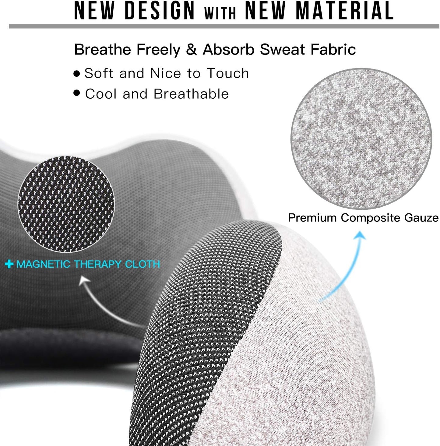 Travel Pillow 100% Pure Memory Foam Neck Pillow, Comfortable & Breathable Cover - Machine Washable, Airplane Travel Kit with 3D Sleep Mask, Earplugs, and Luxury Bag, Light Grey