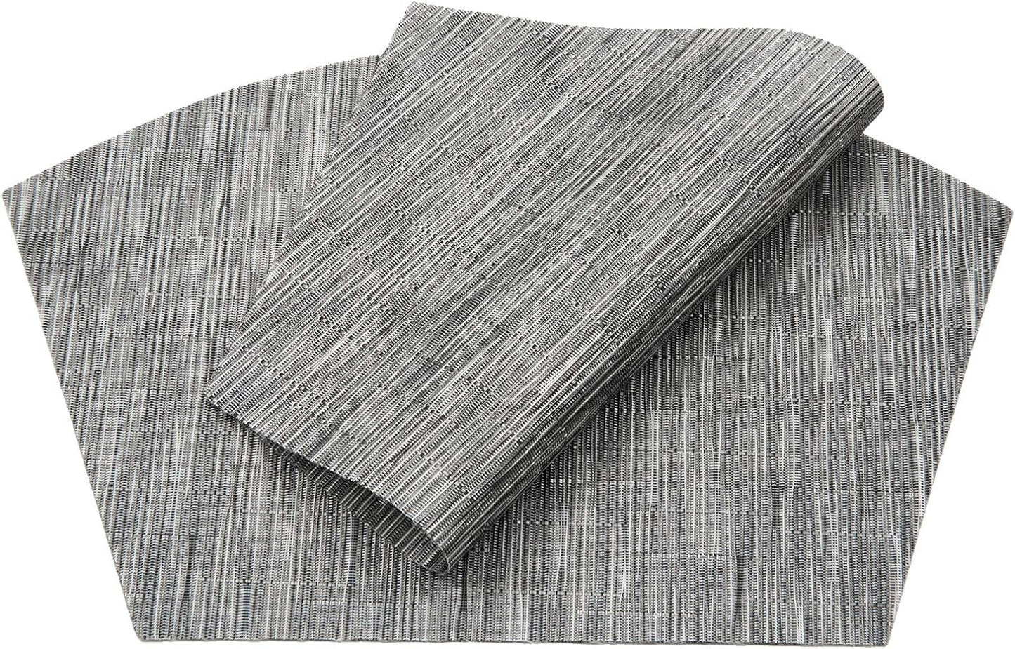 Round Table Placemats Set Wedge Shaped Place Mat with Centerpiece Round Mat Heat Resistant Table Mats Washable, Silver Grey