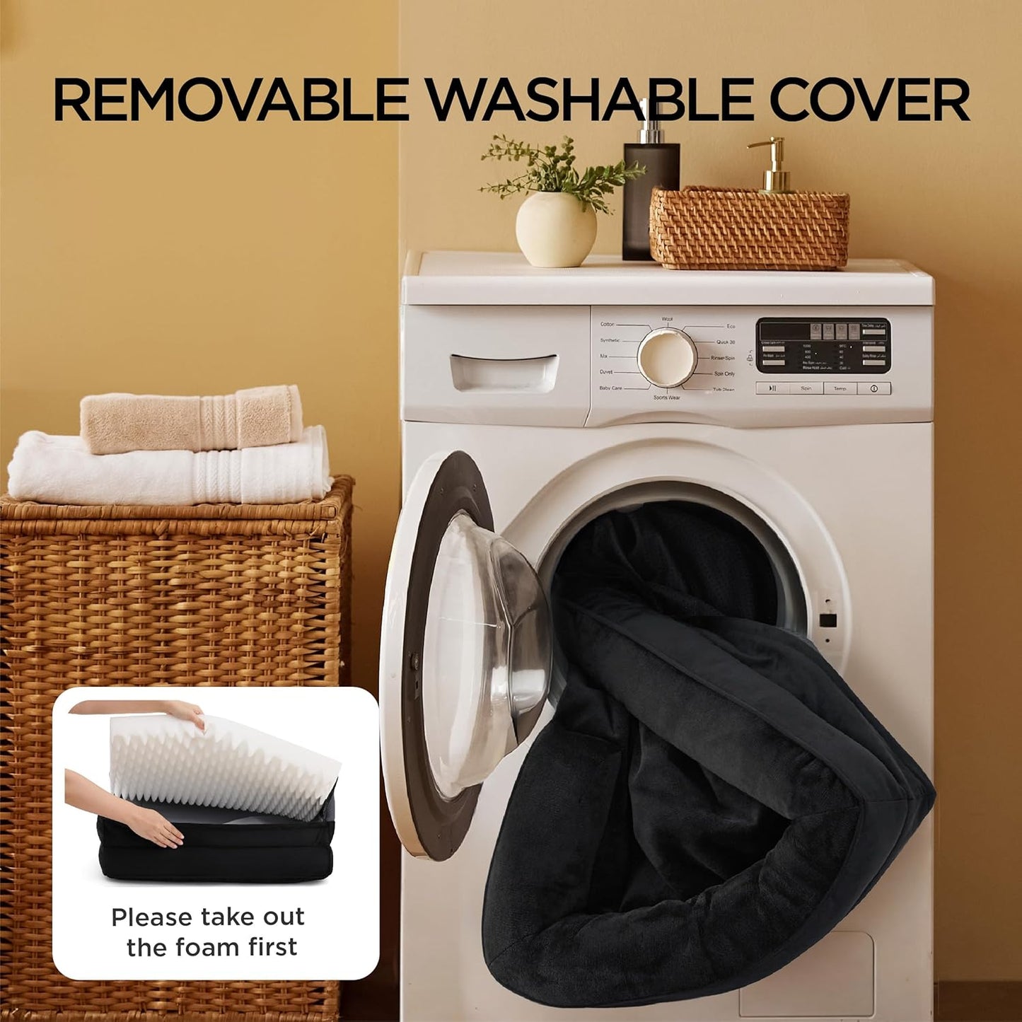 Dog Bed - Washable Small Medium Dog Cat Bed Waterproof, Comfort Cats Couch Sofa with Washable Removable Cover, Pets Bed with Nonskid Bottom, Black