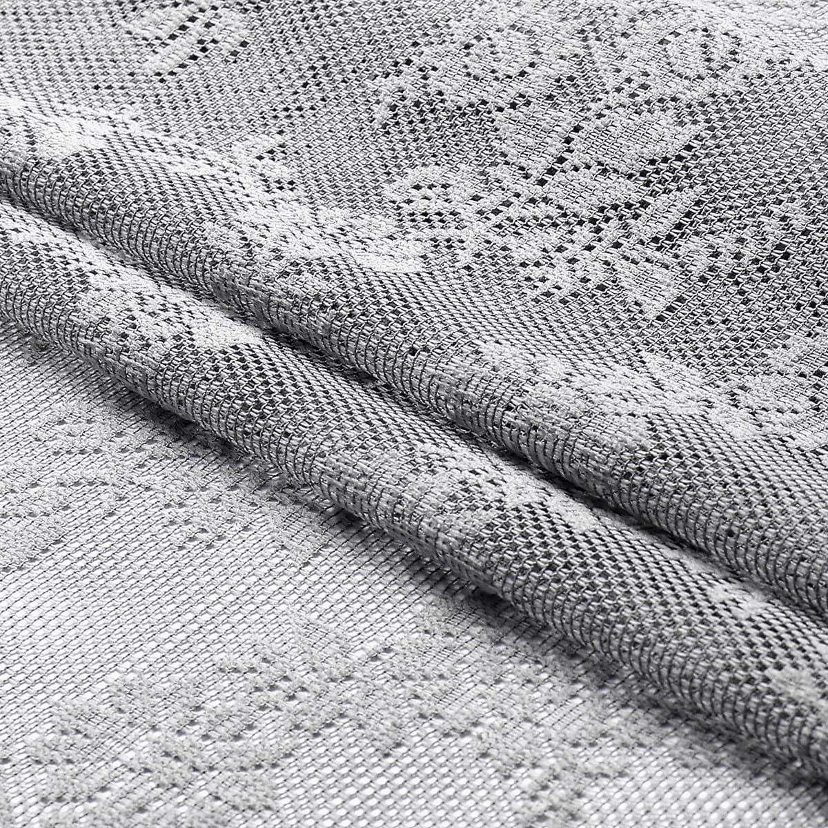 Grey Lace Sheer Curtains for Bedroom Farmhouse French Floral Rose Lace Curtain Panels Durable Flower Embeoidered Window Treatment Drapes for Living Room Christmas Holiday, Set of 2