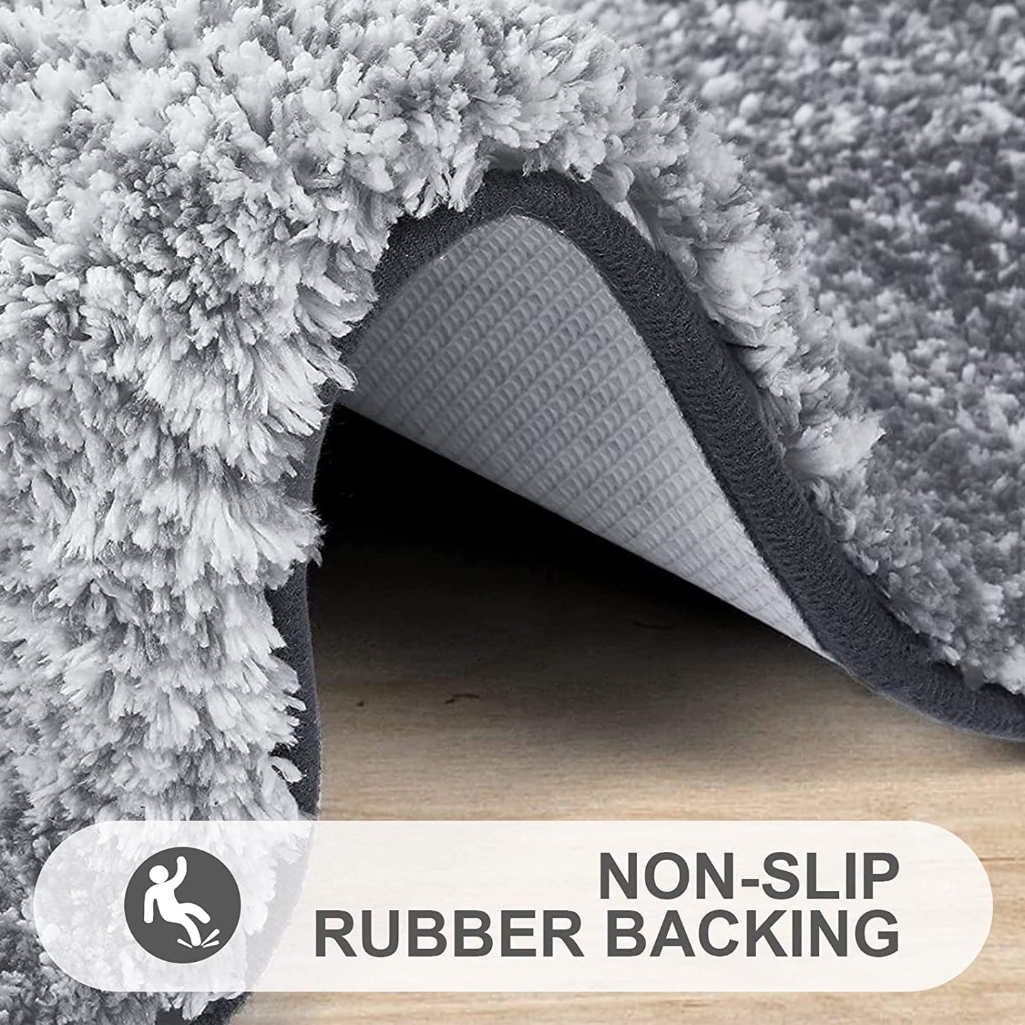 Luxury Bathroom Rug Mat, Extra Soft and Absorbent Microfiber Bath Rugs, Non-Slip Plush Shaggy Bath Carpet, Grey