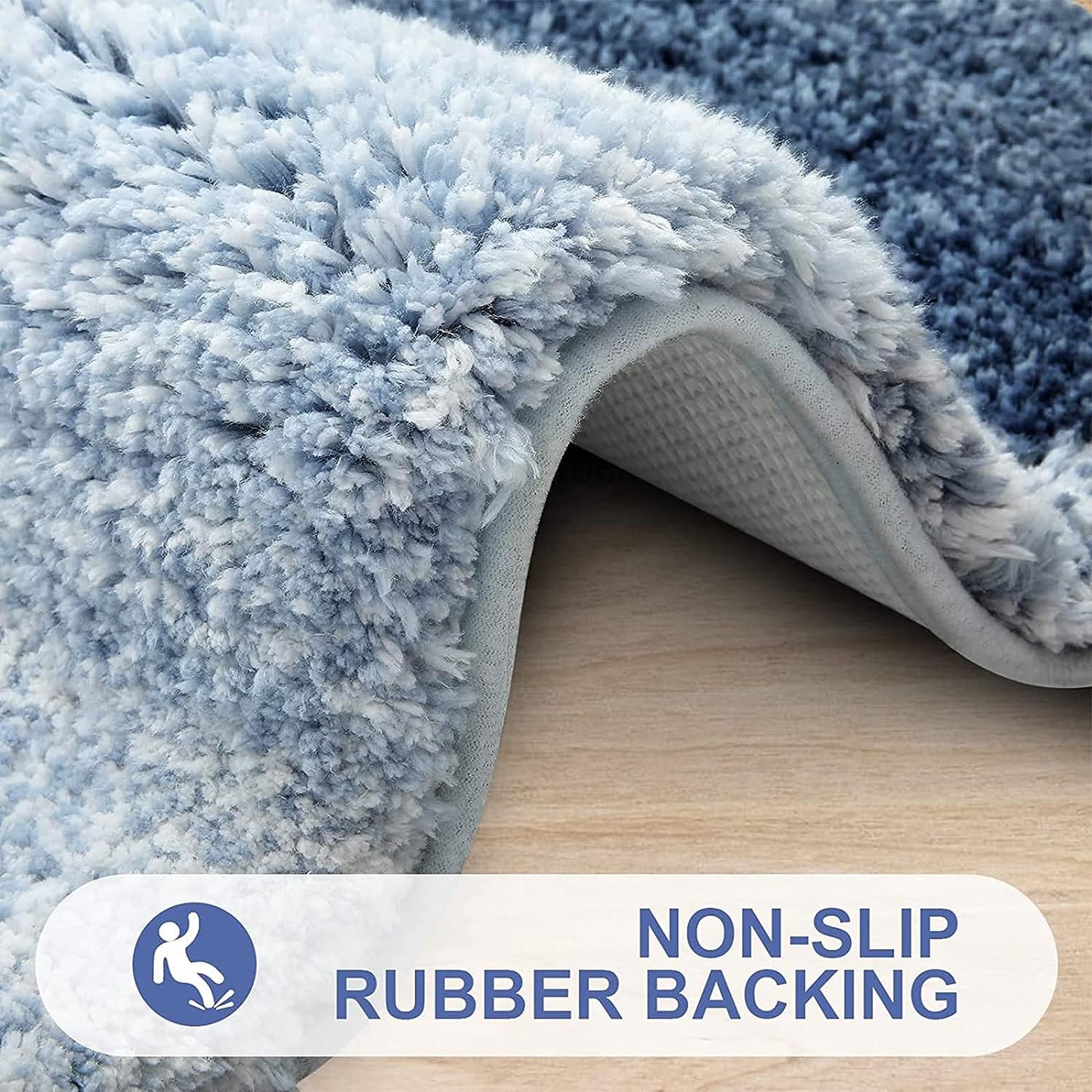 Luxury Bathroom Rug Mat, Extra Soft and Absorbent Microfiber Bath Rugs, Non-Slip Plush Shaggy Bath Carpet,Navy
