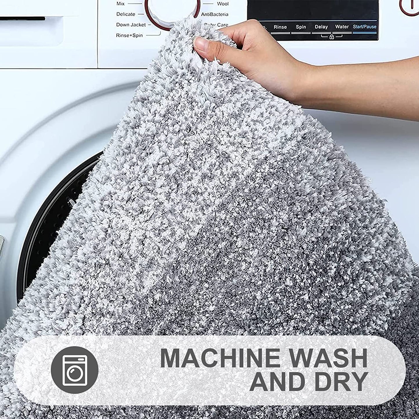 Luxury Bathroom Rug Mat, Extra Soft and Absorbent Microfiber Bath Rugs, Non-Slip Plush Shaggy Bath Carpet, Grey