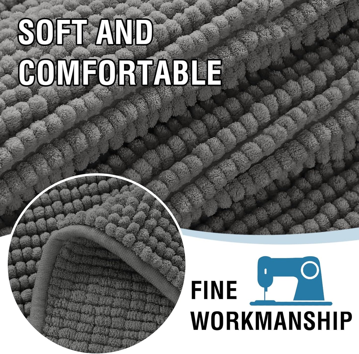 Plush Chenille Dog Bed Cover Thick Soft Sofa Cover for Cushion Couch Anti Slip Couch Cover Water Resistant Furniture Protector for Dog, Pet, Cat,Grey