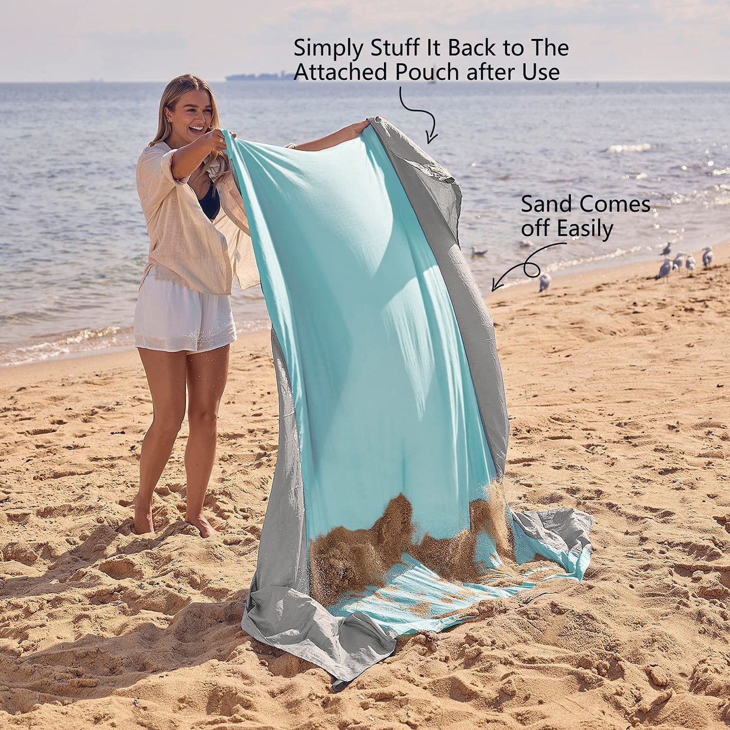 Extra Large Beach Blanket Waterproof Sandproof with 4 Stakes, Easy to Clean, Lightweight ,Fast (Copy)