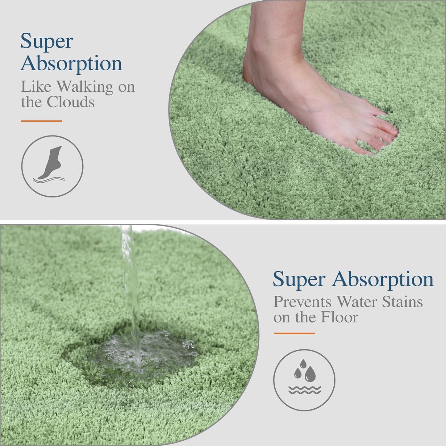 Bath Rug for Bathroom Non Slip Bathroom Mat Water Absorbent Soft Microfiber Shaggy Bathroom Rug Machine Washable Bath Mat,Green