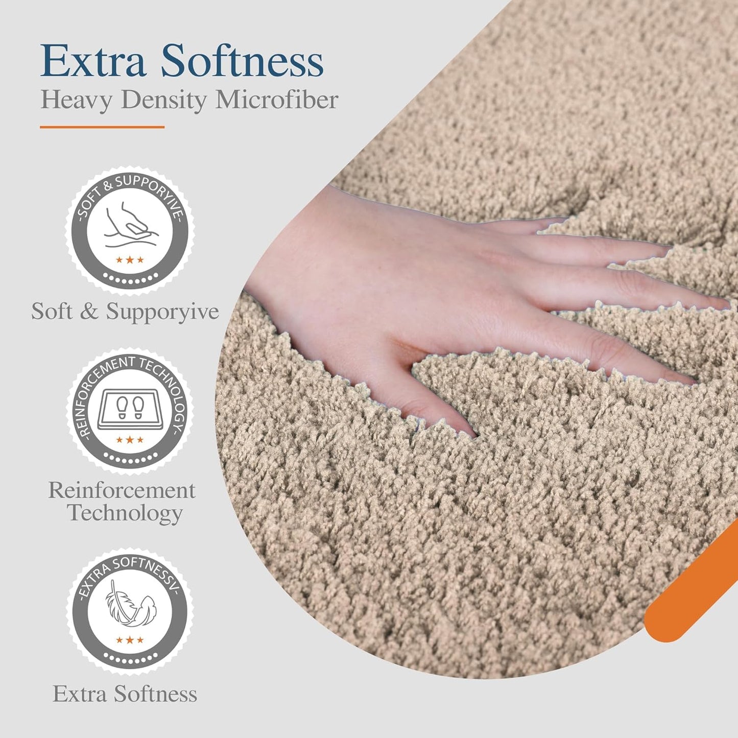 Bath Rug for Bathroom Non Slip Bathroom Mat Water Absorbent Soft Microfiber Shaggy Bathroom Rug Machine Washable Bath Mat,Beige