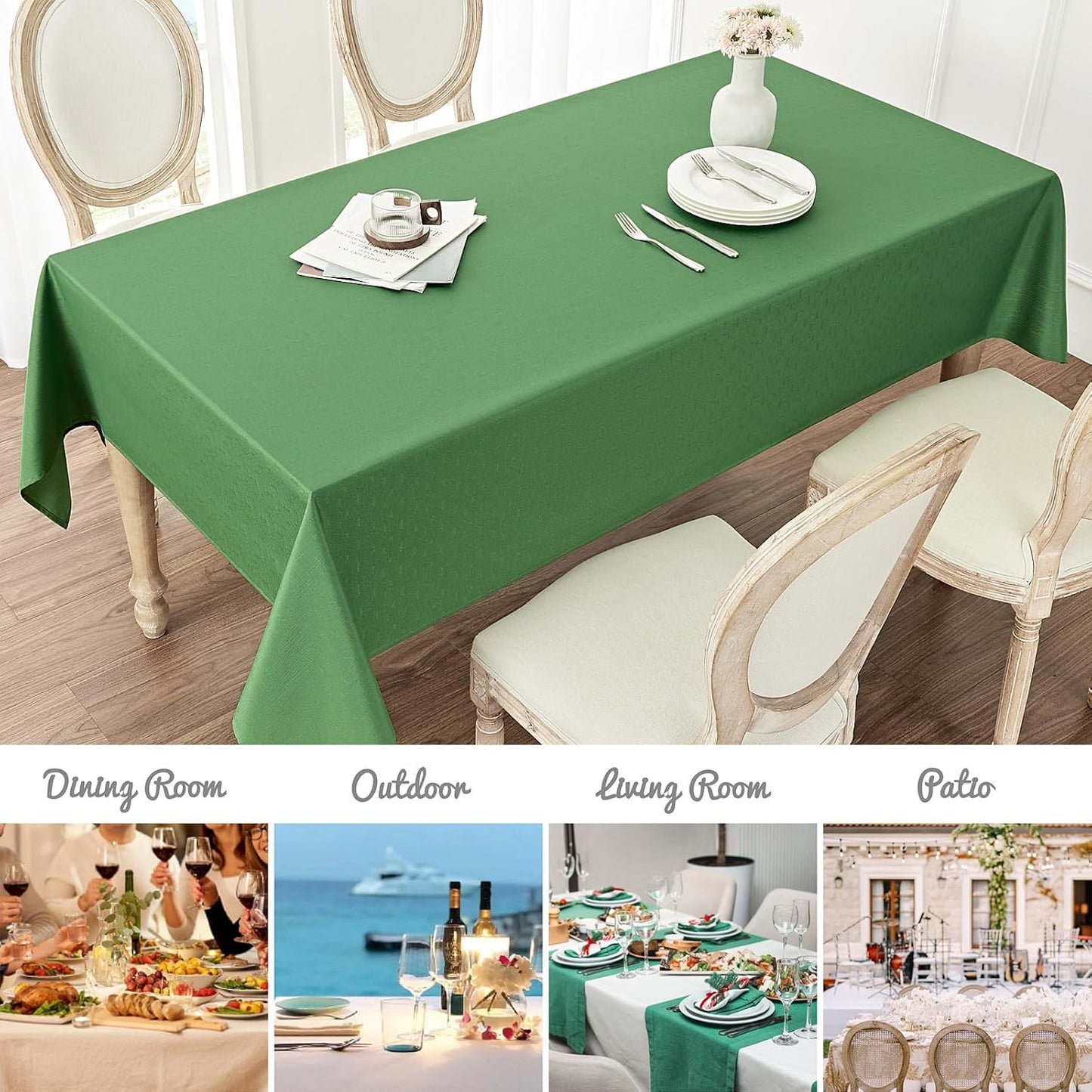 Tablecloths, Waterproof Table Cloth, Linens Wrinkle Free Anti-Fading, Rustic Table Cover Decoration for Kitchen Dinning Christmas,Lemon Green