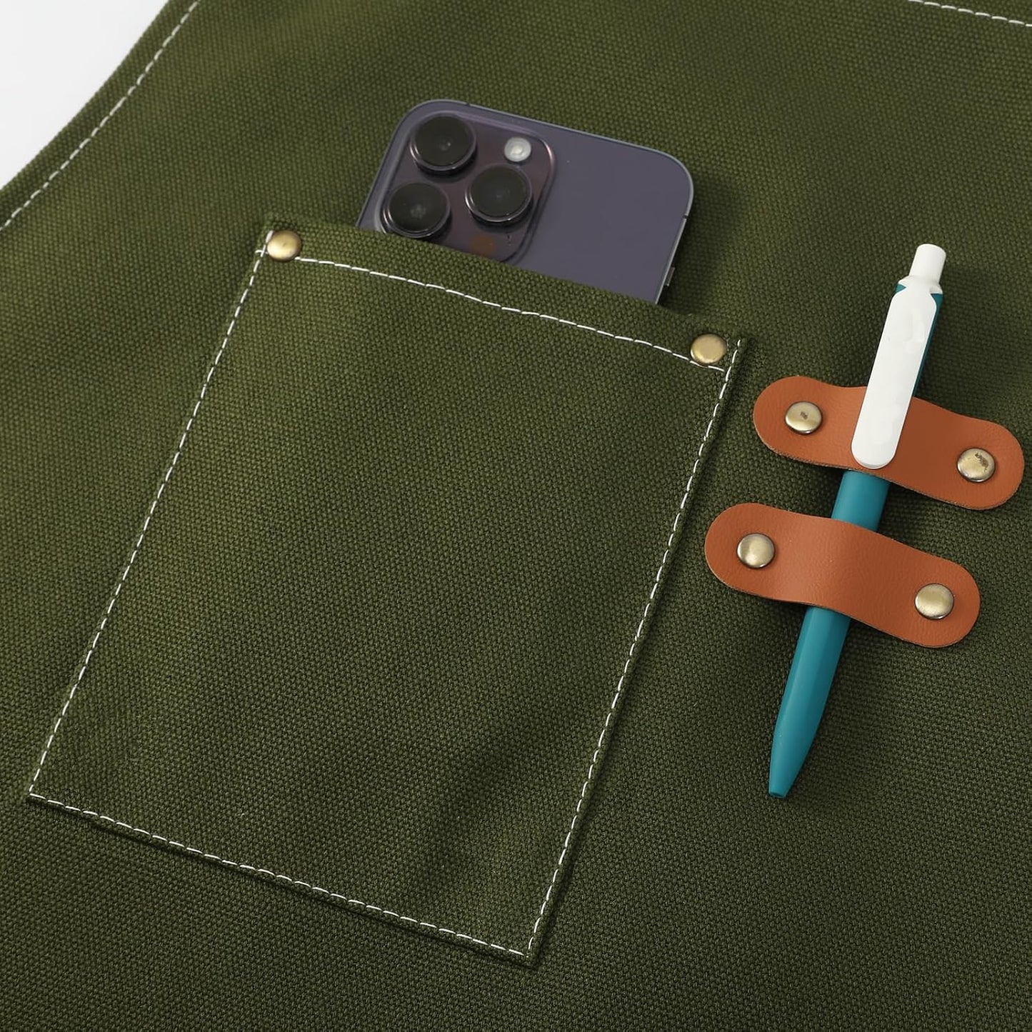 Chef Aprons for Men Women with Oversized Pockets,Cotton Canvas Cross Back Heavy Duty Work Apron,Army Green