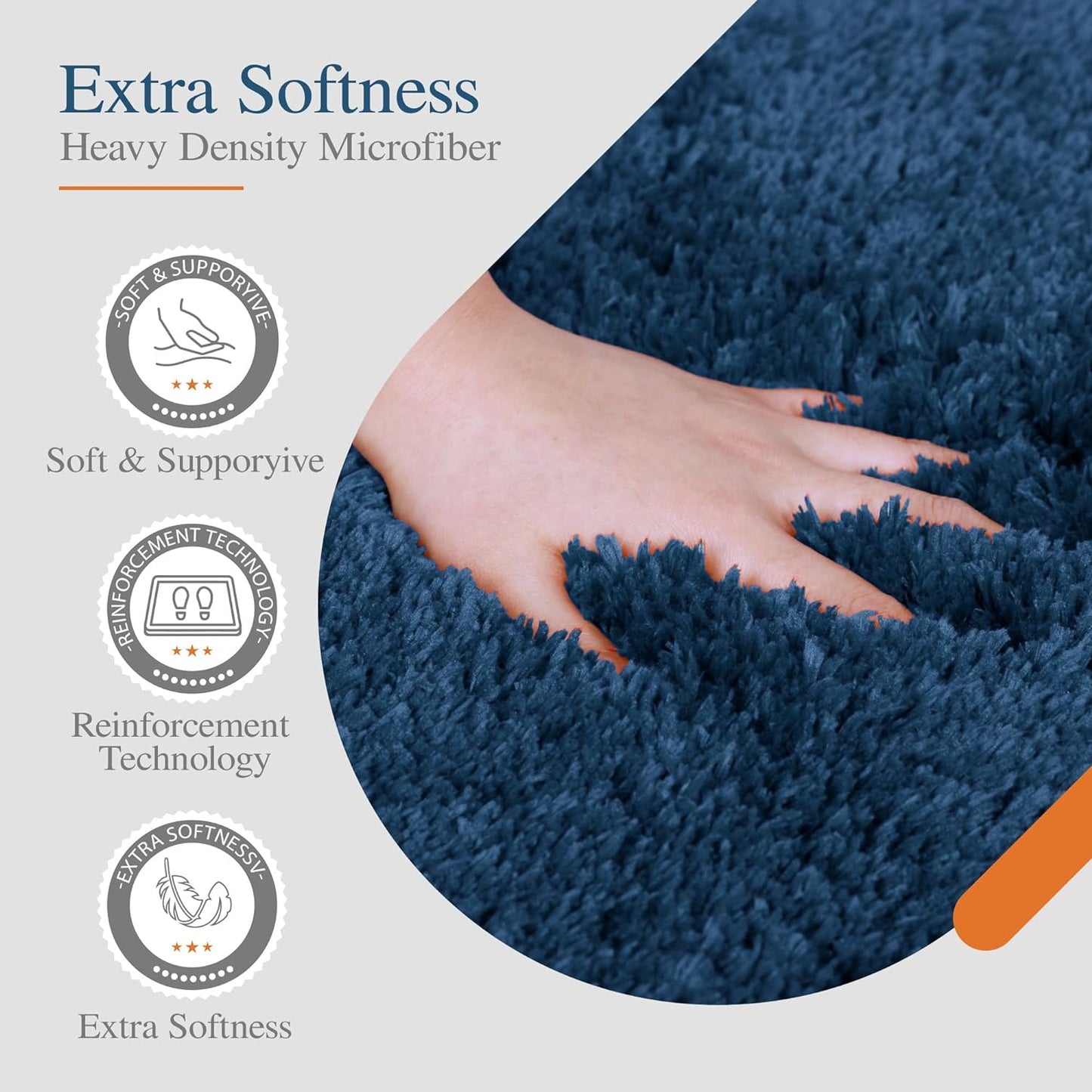 Bath Rug for Bathroom Non Slip Bathroom Mat Water Absorbent Soft Microfiber Shaggy Bathroom Rug Machine Washable Bath Mat,Navy