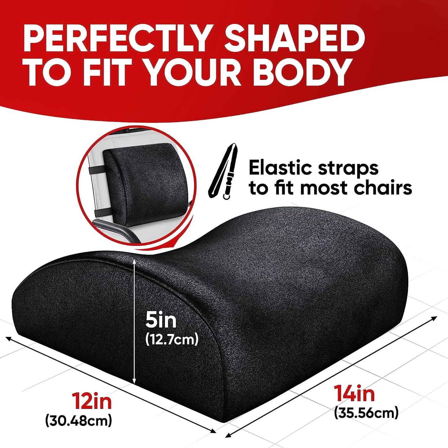 Seat Cushion for Office Chair, Lumbar Support Pillow for Chair, Car Seat Cushion,Washable Coat, Back Support Memory Foam Pillow ,Black Velour