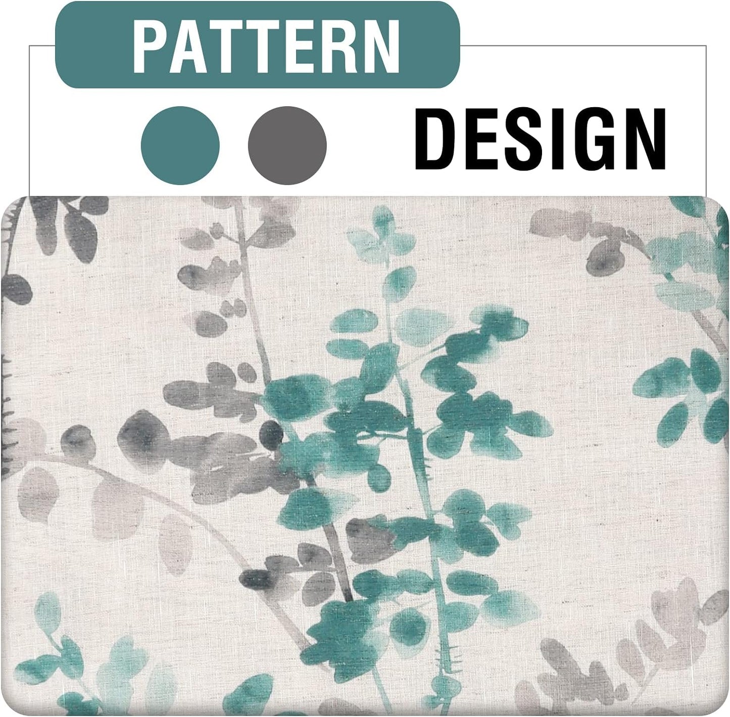 Sheer Linen Curtains Semi Sheer Curtains Draperies for Living Room/Bedroom Vintage Classical Floral Printing Window Treatment Grommet 2 Panels,Grey/Turquoise