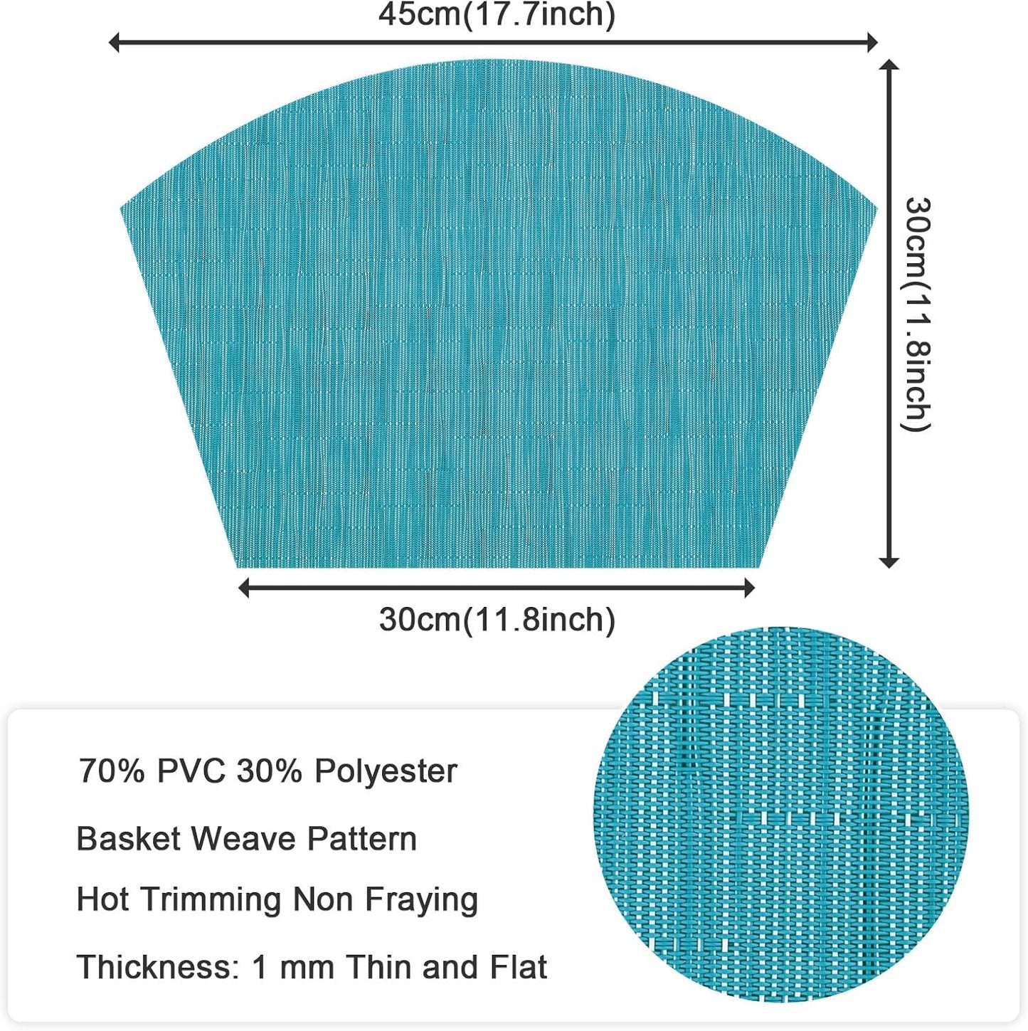 Round Table Placemats Set Wedge Shaped Place Mat with Centerpiece Round Mat Heat Resistant Table Mats Washable, Blue