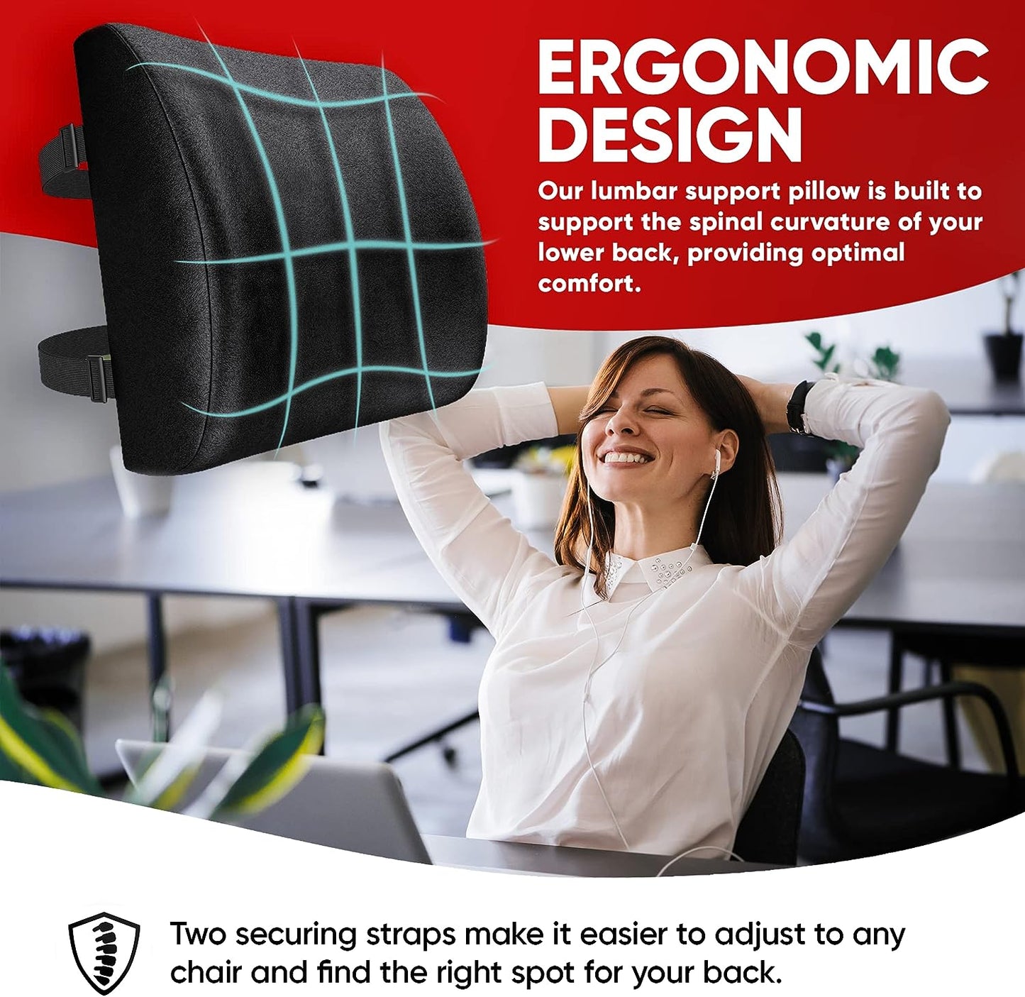Seat Cushion for Office Chair, Lumbar Support Pillow for Chair, Car Seat Cushion,Washable Coat, Back Support Memory Foam Pillow ,Black Velour