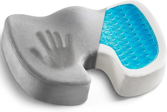Memory Foam Gel Seat Cushion for Office Chair, Comfort Car Chair Cushion, Desk Seat Cushion for Tailbone Sciatica Pain Relief, Ergonomic Seat Pad,Grey