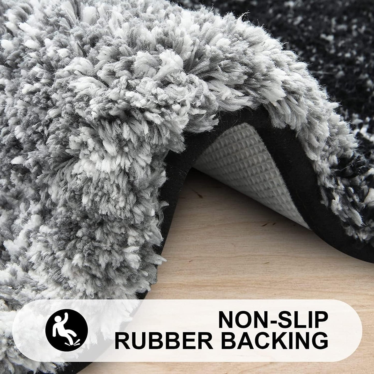Luxury Bathroom Rug Mat, Extra Soft and Absorbent Microfiber Bath Rugs, Non-Slip Plush Shaggy Bath Carpet,Black