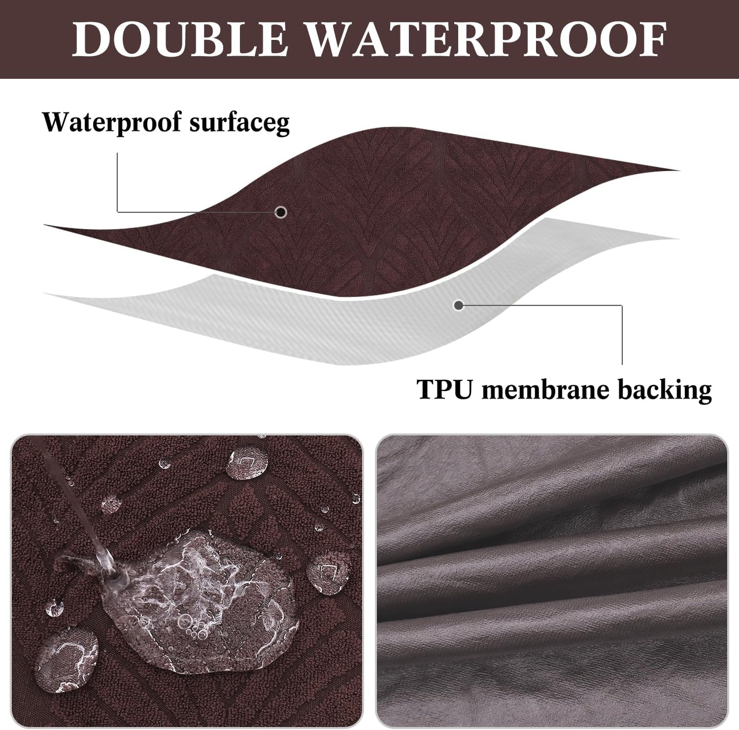Dining Bench Cover Waterproof, Washable Long Bench Covers Slipcover, Stretch Rectangle Bench Seat Covers for Living Rooms, Bedroom, Kitchen, Piano Bench Cover, Dark Coffee