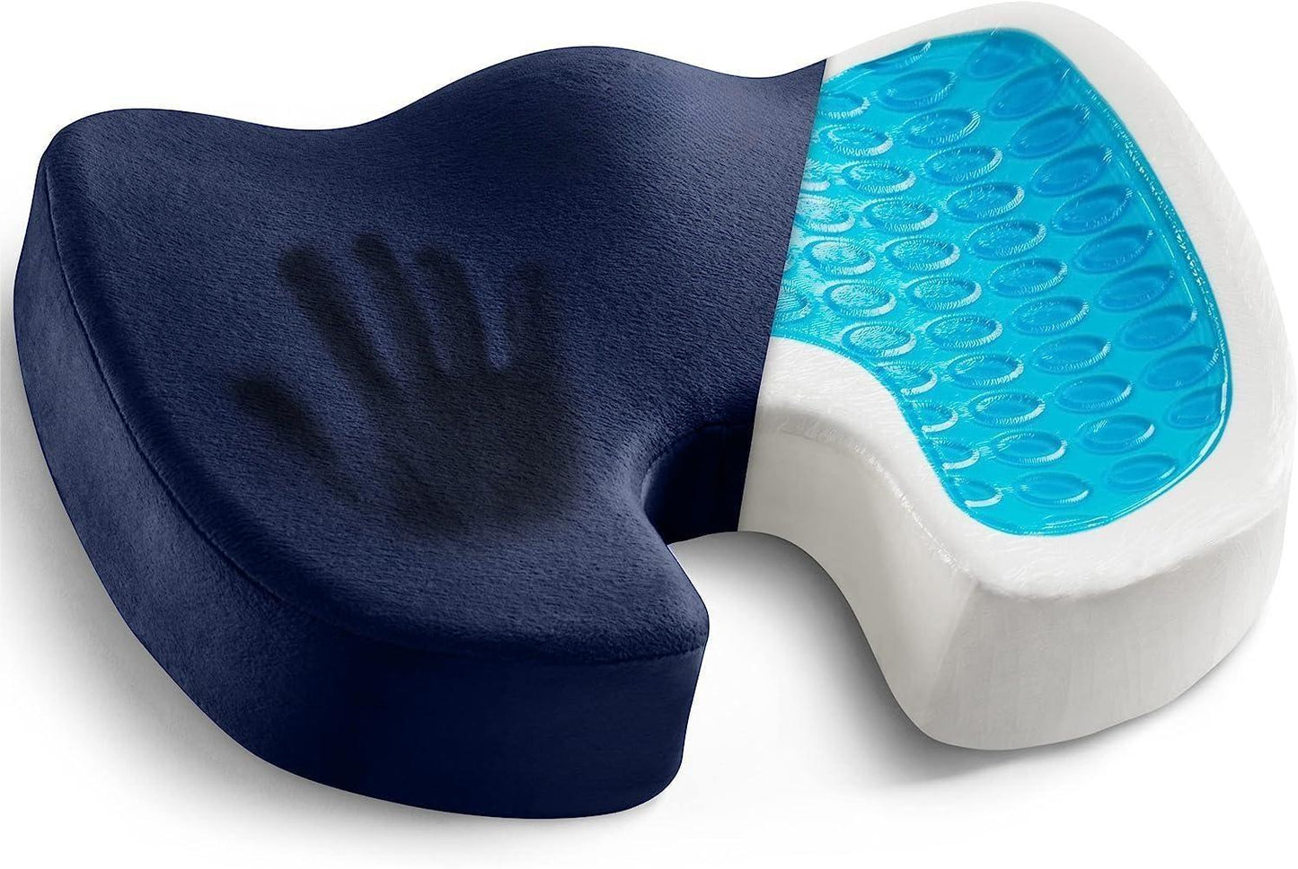 Memory Foam Gel Seat Cushion for Office Chair, Comfort Car Chair Cushion, Desk Seat Cushion for Tailbone Sciatica Pain Relief, Ergonomic Seat Pad,Blue
