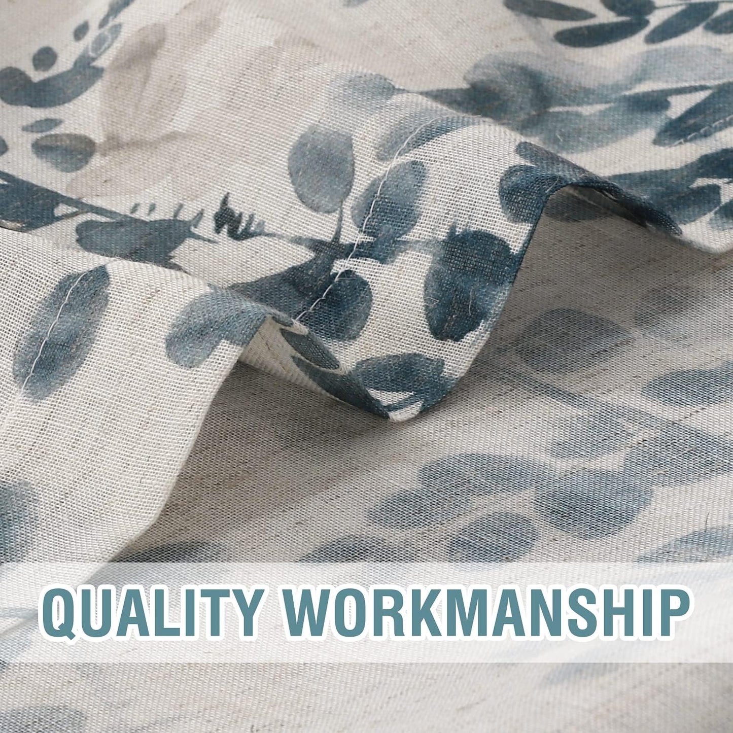Sheer Linen Curtains Semi Sheer Curtains Draperies for Living Room/Bedroom Vintage Classical Floral Printing Window Treatment Grommet 2 Panels,Blue/Taupe