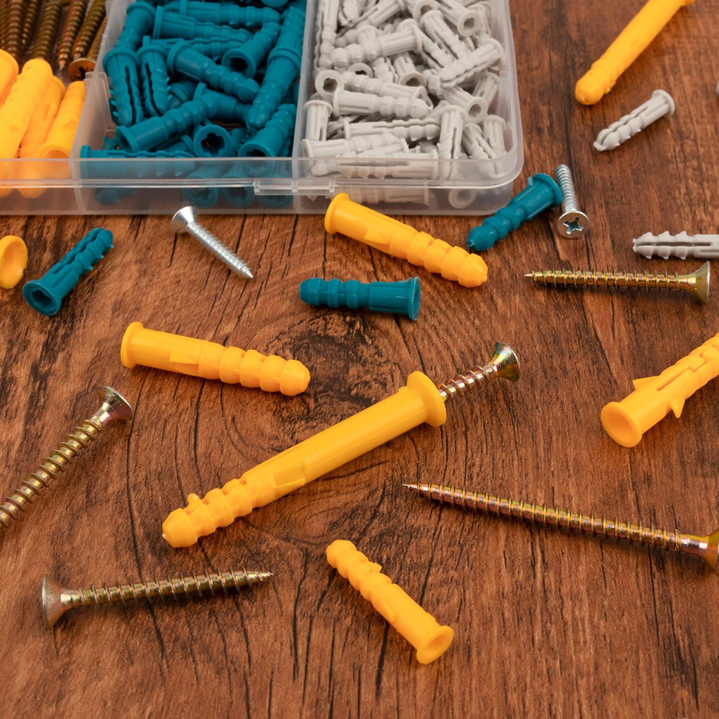 Drywall Anchors and Screws Assortment Kit, Expansion Anchors and Phillips Flat Head Wood Screws, 5 Sizes Wall Hanging Kit, Replaces Picture Nails