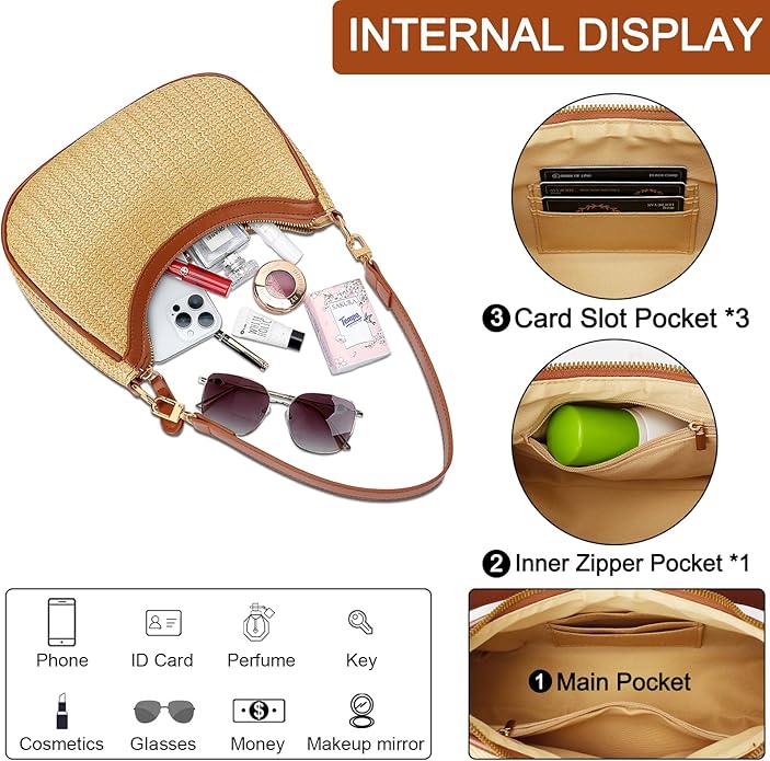 Shoulder Bag for Women Cute Hobo Purses and Handbags Retro Clutch Underarm Purse | Cute, Khaki